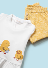 Mayoral 2 Piece Yellow Duck Print T-shirt & Shorts Baby Girls Outfit Set  | New Season