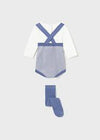 Mayoral Baby Boy Blue Knitted Romper Dunagrees Outfit Set