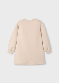 Mayoral Girls Beige Sand Fleece Long Dress  Sweatshirt