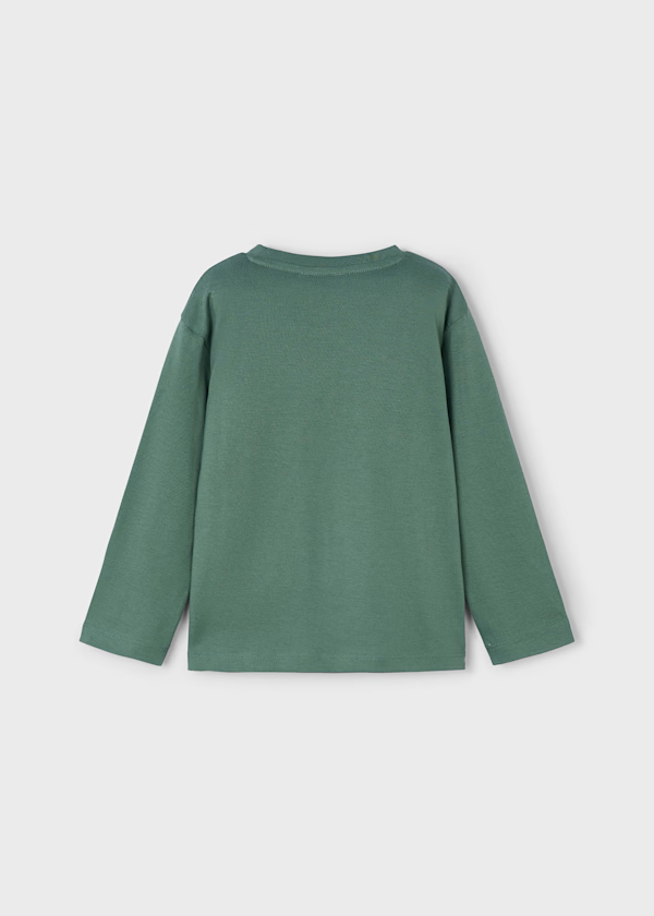 Mayoral Boys Long Sleeved T-shirt  Slogon in Forest Green