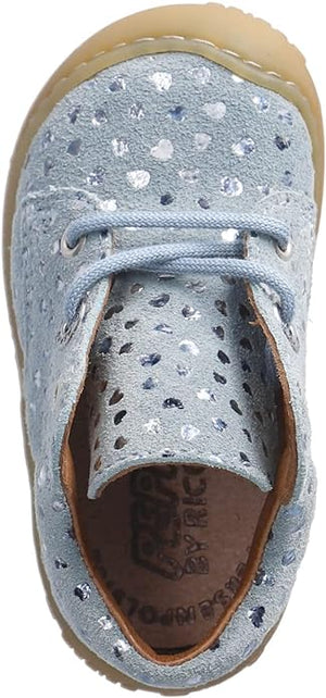 Ricosta Pepino Girls Dots Artic Aqua Blue Lace Up Leather Boots First Walkers