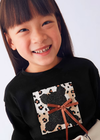 Mayoral Girls Long Sleeved Leopard Print and Teddy Bear T-shirt with Bow