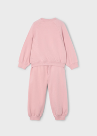 Mayoral Girls Pink Strawberry Embroidered Pink Jumper and Joggers Tracksuit Set