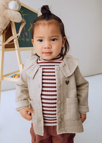 Mayoral Toddler Girls Knitted Cardigan Jacket in Beige with Collar