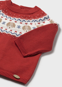 Mayoral Baby Red Puppy Festive Knitted Jumper