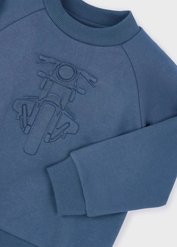 Mayoral Boys Motocycle Embossed Sweatshirt in Steel Blue