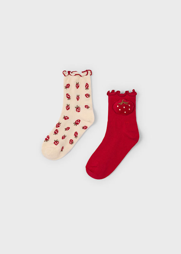 Mayoral Girls Pack of 2 Red Strawberry Socks