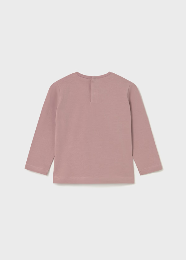 Mayoral Toddler Girls Long Sleeved Bow Blush Pink  T-shirt
