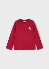 Mayoral Girls Red Strawberry Slogan ' I love you berry much' long sleeved t-shirt
