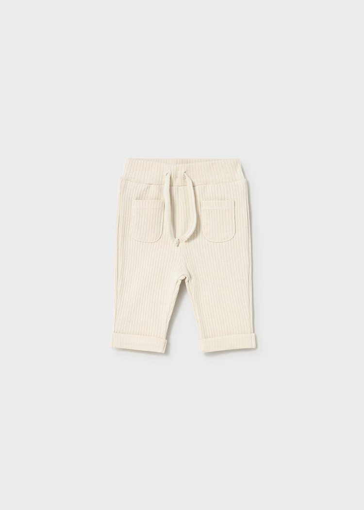 Mayoral Baby Trousers Ceramic Beige Ribbed Trousers