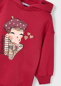 Mayoral Girls Red Fleece Long Dress Hoodie