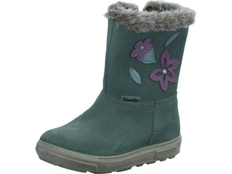 Ricosta Girls Umi  Sabie Sage Green Flower Suede/leather Warm Waterproof Boots