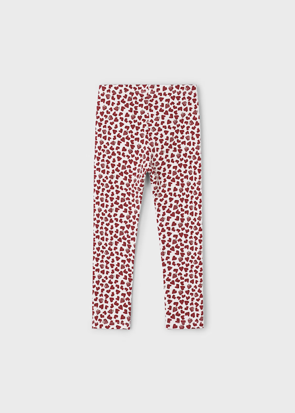 Mayoral Girls Red Printed Strawberry Heart Printed Leggings
