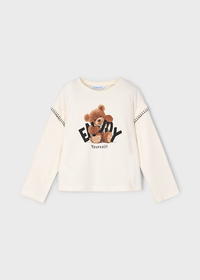 Mayoral Girls Teddy Bear Motif Long Sleeved T-shirt