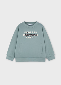 Mayoral Boys Glacier Blue Embriodred Slogan Jumper