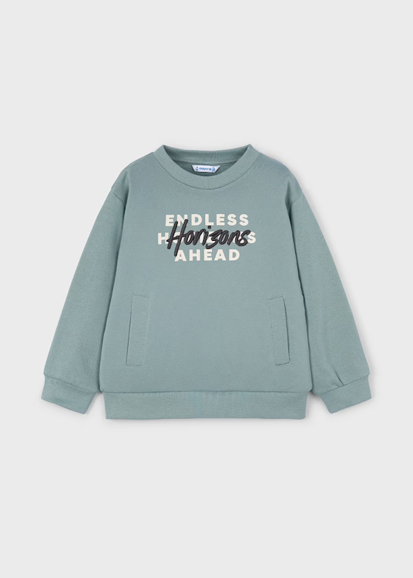 Mayoral Boys Glacier Blue Embriodred Slogan Jumper