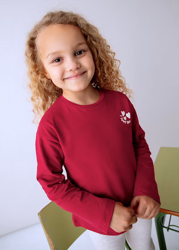 Mayoral Girls Red Strawberry Slogan ' I love you berry much' long sleeved t-shirt