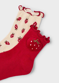 Mayoral Girls Pack of 2 Red Strawberry Socks