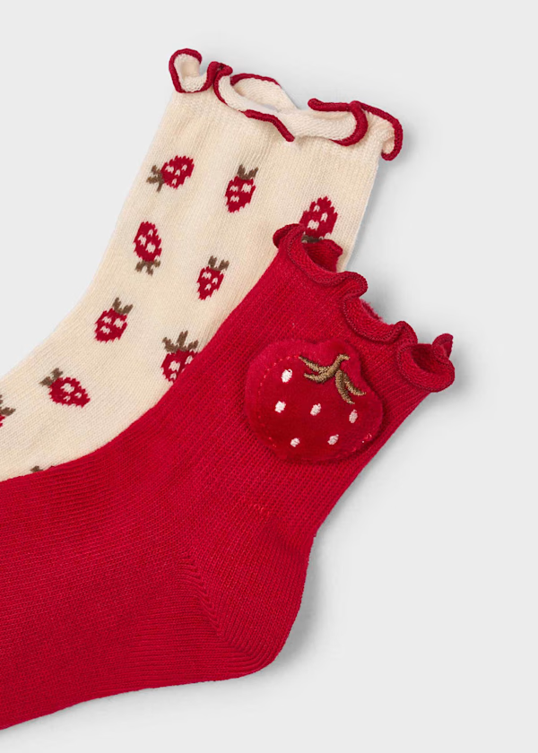 Mayoral Girls Pack of 2 Red Strawberry Socks