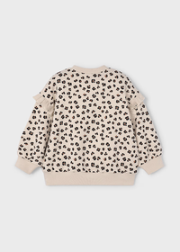 Mayoral Girls Ruffle Sleeved Leopard Print Jumper