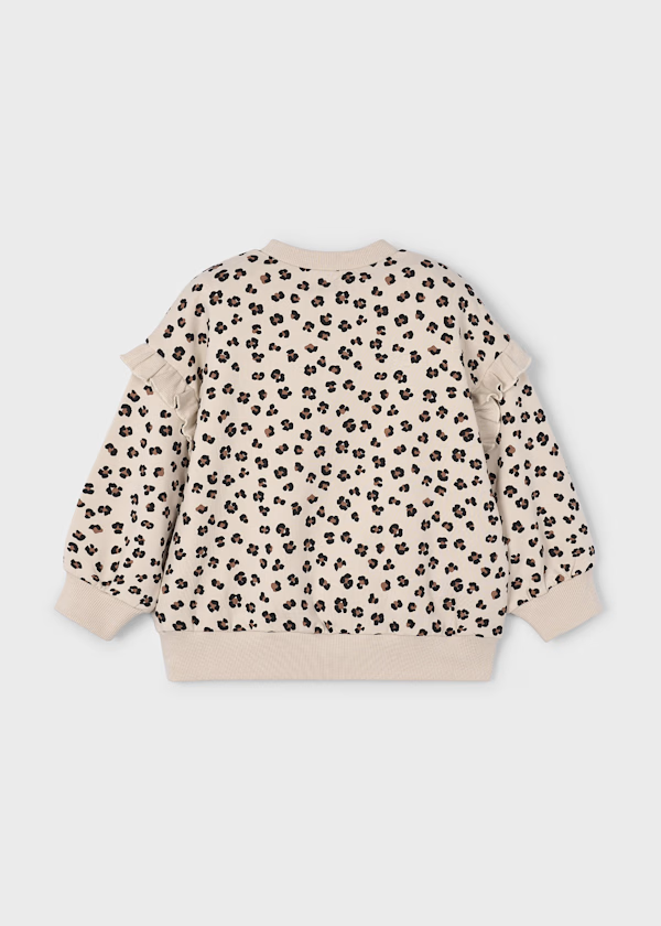 Mayoral Girls Ruffle Sleeved Leopard Print Jumper