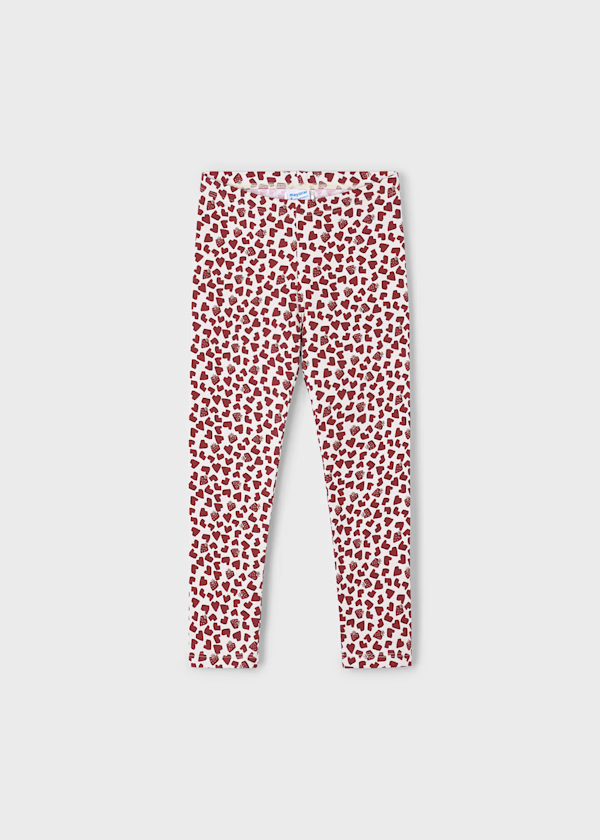Mayoral Girls Red Printed Strawberry Heart Printed Leggings