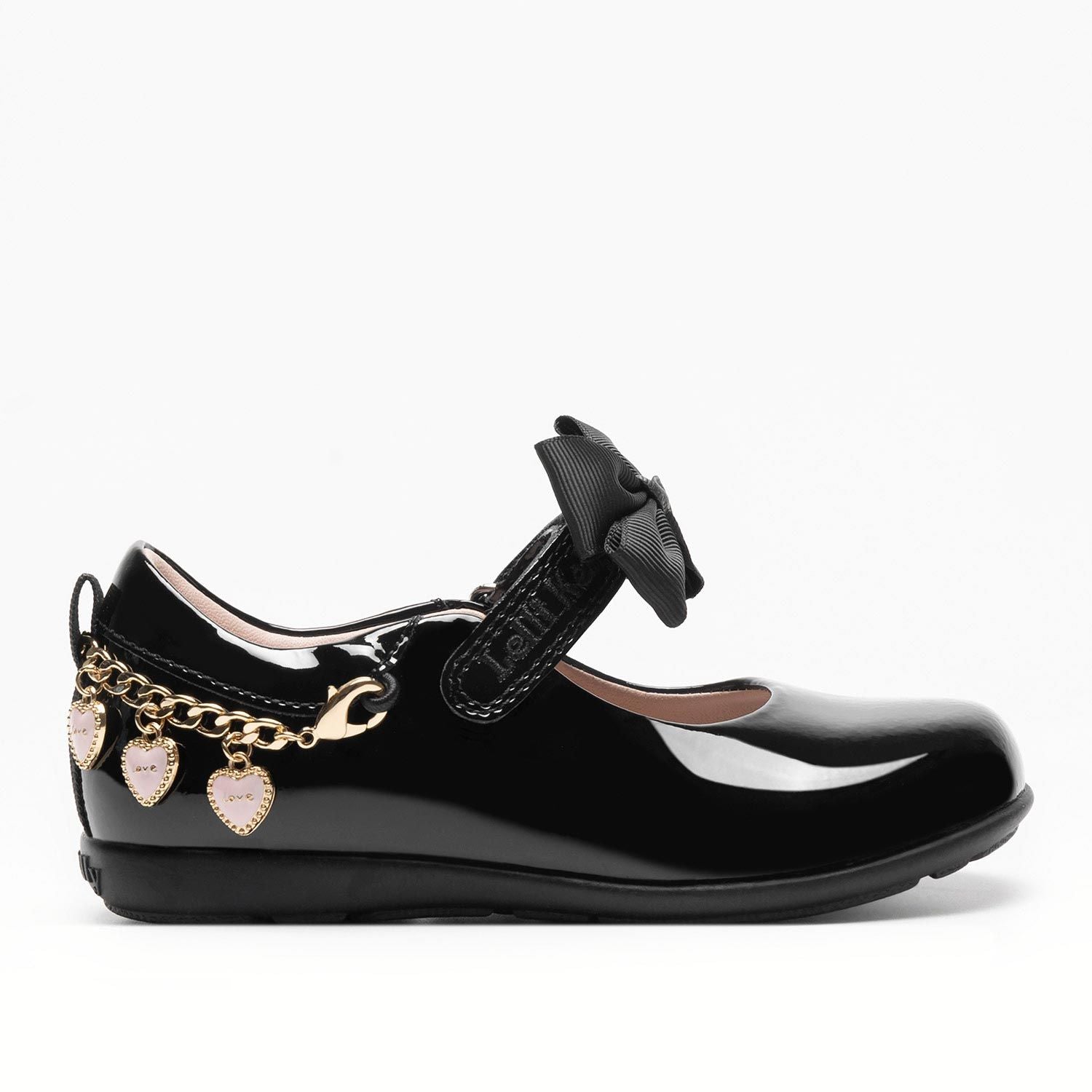 Lelli Kelly Girls Annie Black Patent School Shoes with Friendship