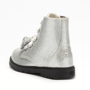 Lelli Kelly Silver Glitter Bow Detail Winter Boots Stella Heart Girls Fior Di Fiocco