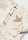 Mayoral Babys 3 Piece Cotton Beige Knitted Star Outfit Set
