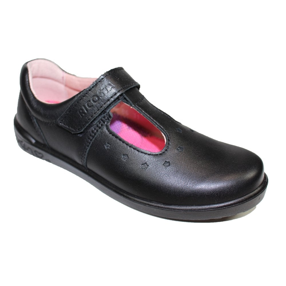 RICOSTA Scarlett Black Leather Middle Width Girls T Bar School Sho Little Lily Co