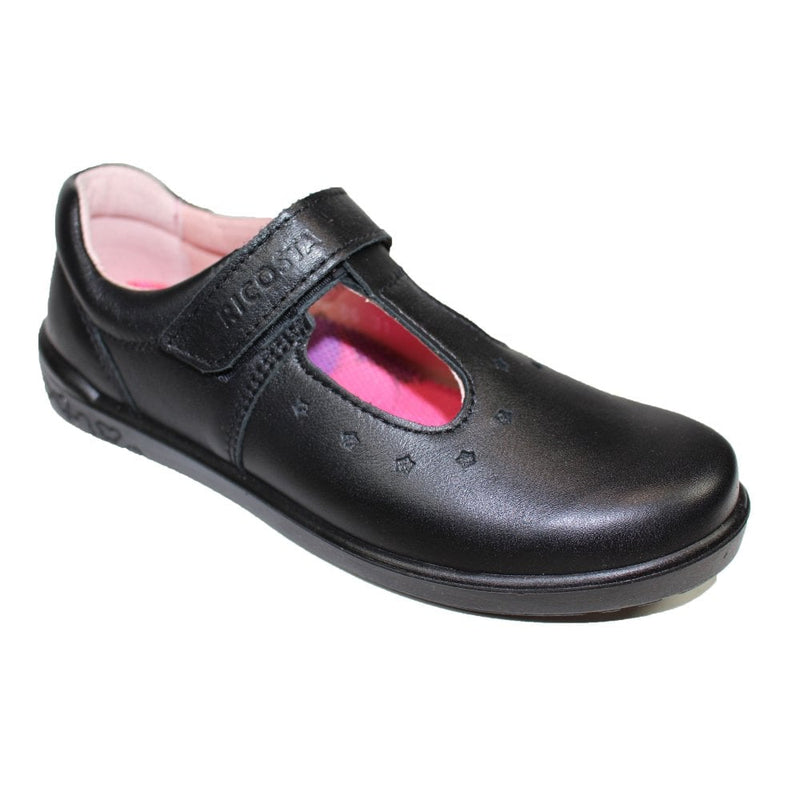 RICOSTA Scarlett Black Leather Middle Width Girls T Bar School Sho Little Lily Co