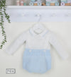 Pex Baby Boys Blue & White Knitted Dungaree Outfit