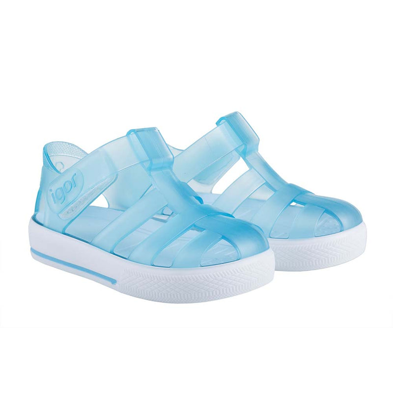 Igor Celeste Light Blue Velcro Jelly Sandals