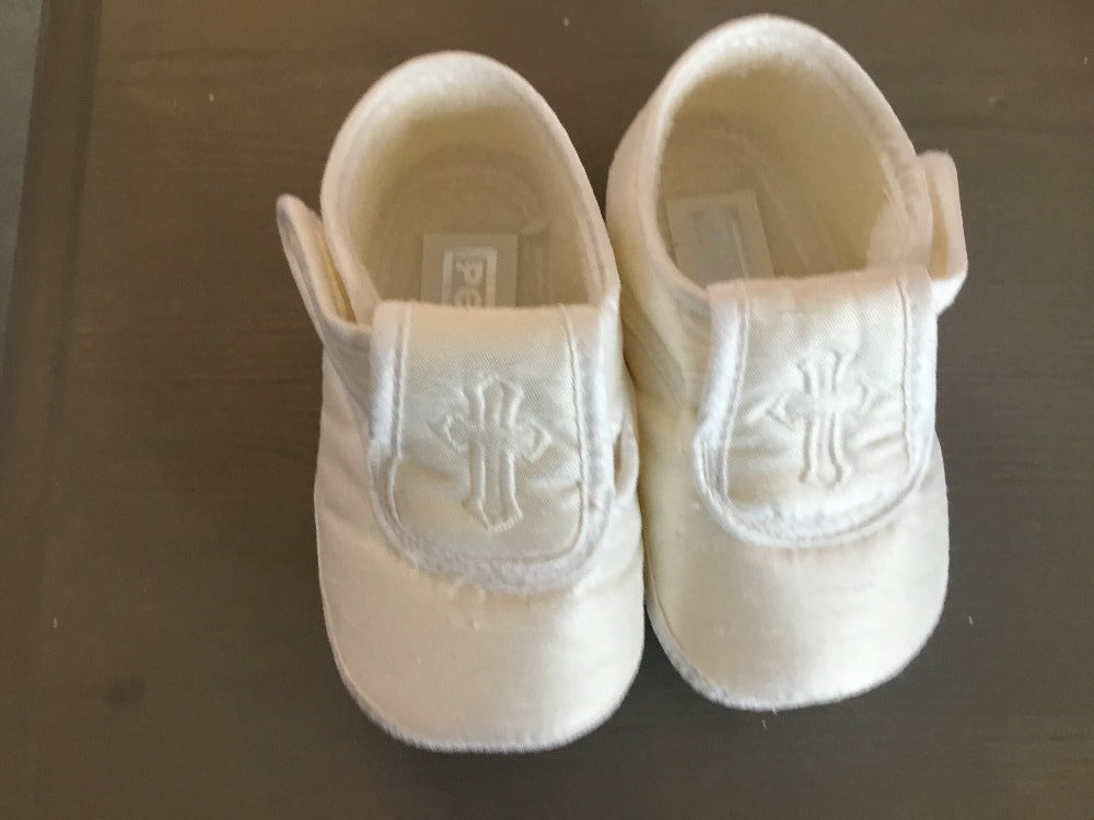 Pex Christening Shoes with Cross Detail White