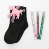 Lelli Kelly Grey unicorn socks and colouring pens.