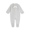 Marie Chantal Angle Silver Wing Velour Sleep-suit - Grey