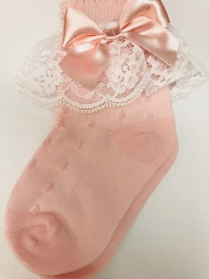 Pex Girls Pink Lace Ankle Socks
