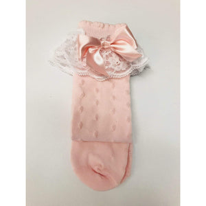 Pex Girls Pink Lace Knee Socks