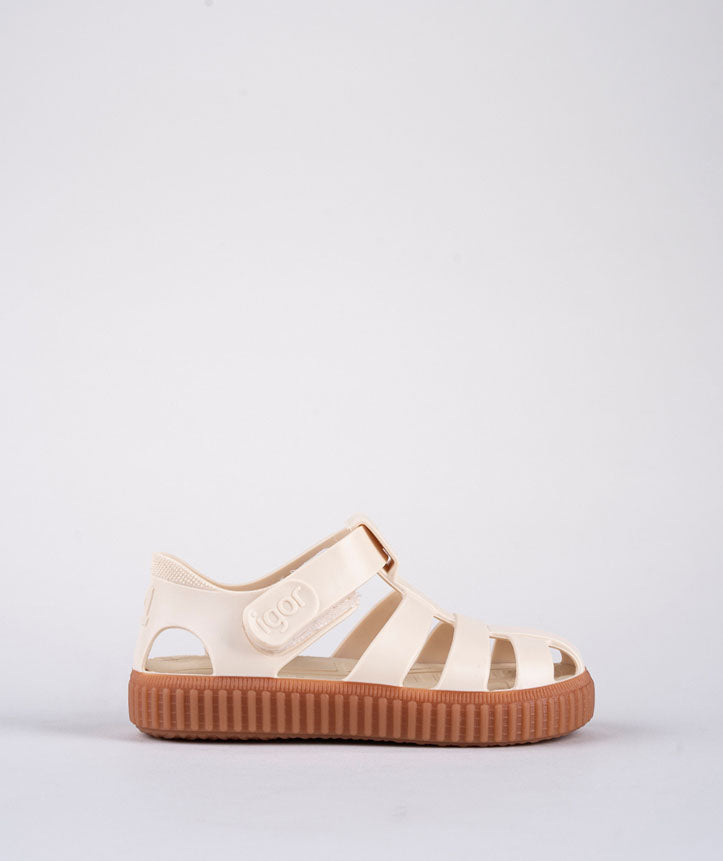 Igor Nico Caramelo Ivory Cream Marfil Velcro Jelly Sandals | Kids Sandals |  Beach Shoes – Little Lily \u0026 Co