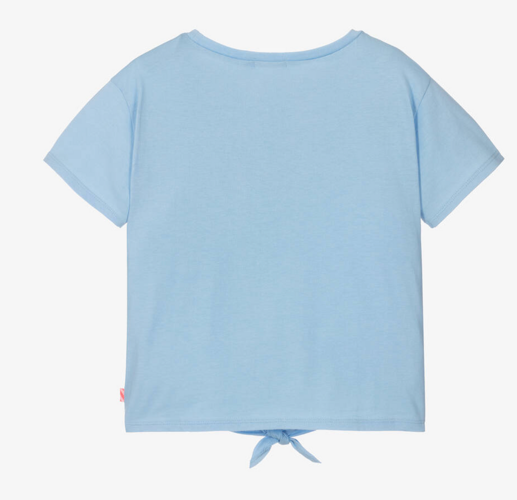 Billieblush Girls Blue Sequin Car Cotton T-Shirt | U15B36