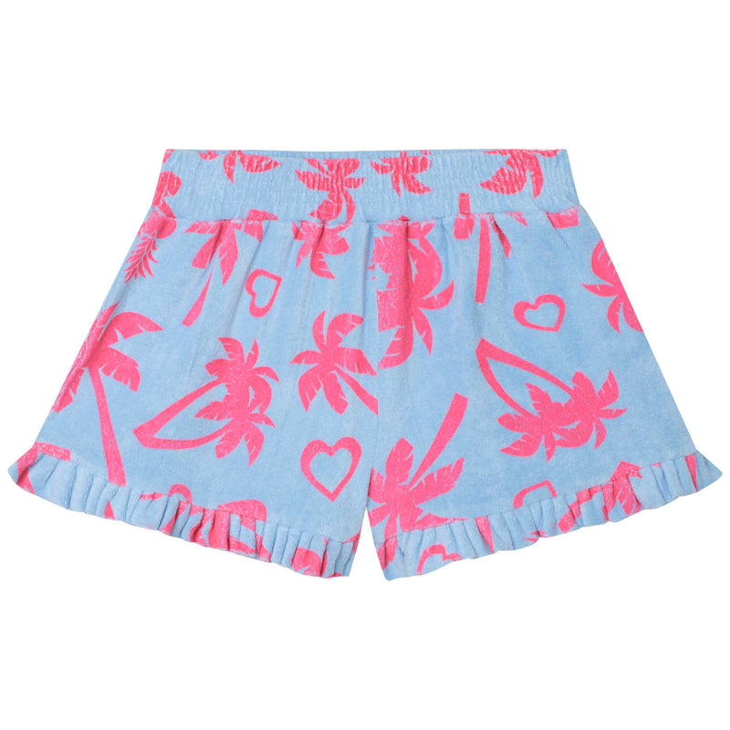Billieblush Girls Blue Palm Tree Towelling Shorts | U14649