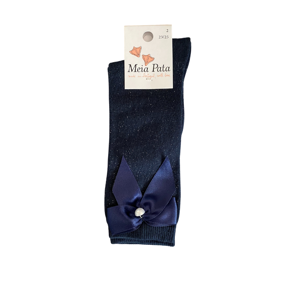 Meia Pata Navy Glitter Knee Socks
