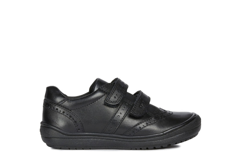 geox j hadriel black leather school shoes