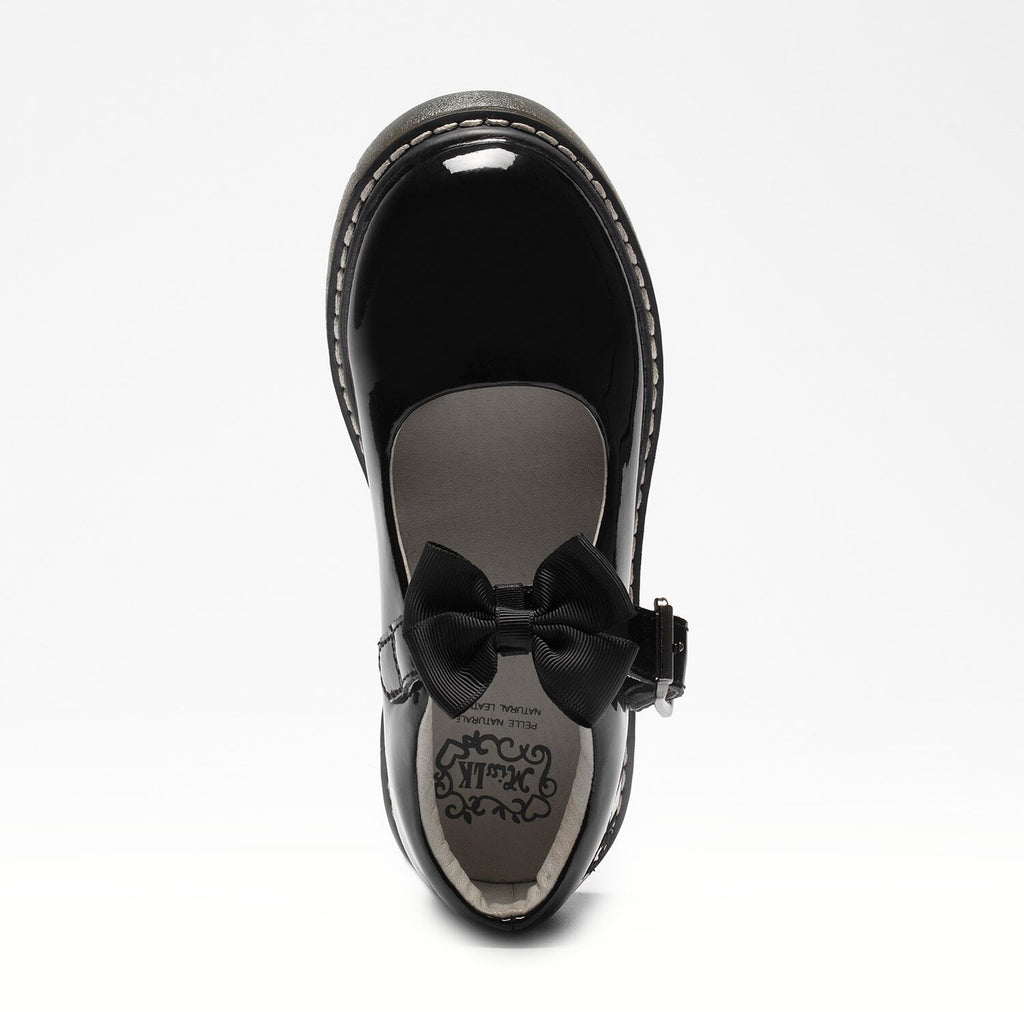 black lelli kelly audrey school shoes with bows top view