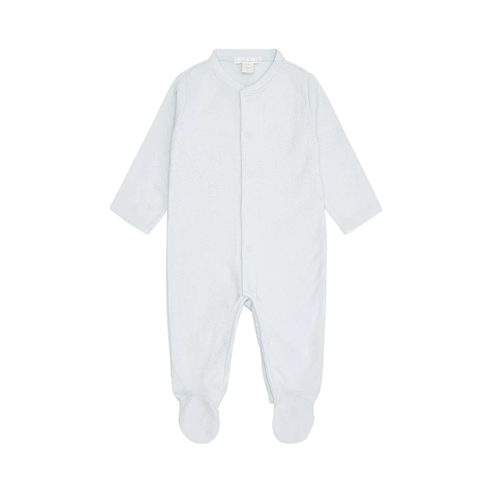 Marie Chantal Angle Wing Pointelle Sleepsuit - Blue