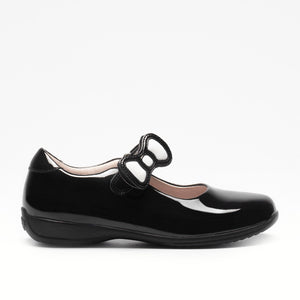 Lelli Kelly Black Colourissima school shoes with a bow.
