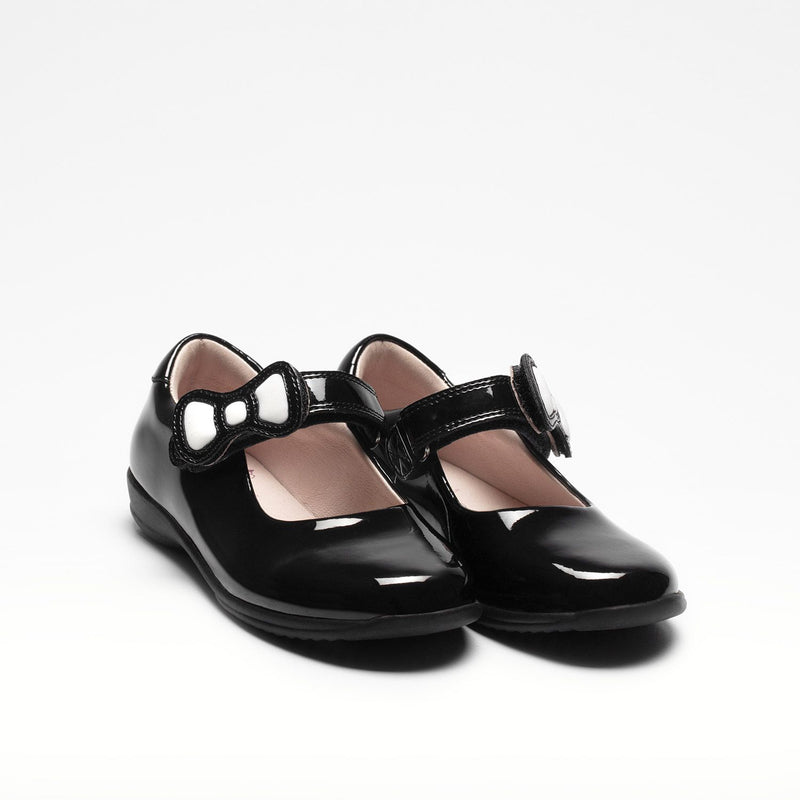 Lelli Kelly colourissima school shoes featuring a bow that can be coloured in.